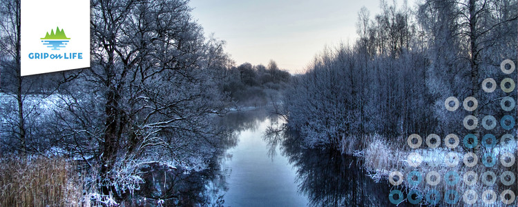 Vattendrag som skär igenom ett frostigt landskap. Foto: Hamperium.com