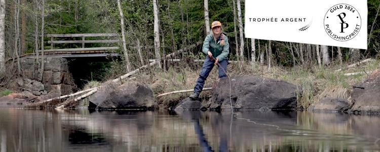 En bild från Grip on Lifes film "Inte bara fisk" och logotypen "Trophée Argent" som visar att filmen vann silver i Deauville Green Awards 2025 och "Guld Publishingpriset som visar att filmen vann guld i Publishingpriset 2024.