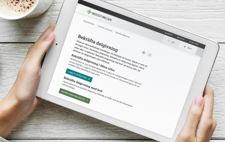 Ipad med e-tjänsten för att bekräfta delgivning.