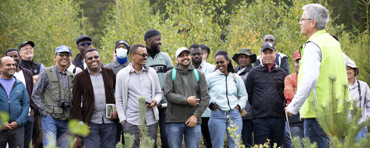 Group of people standing in a Swedish forest. Foto: @ Camilla Zilo