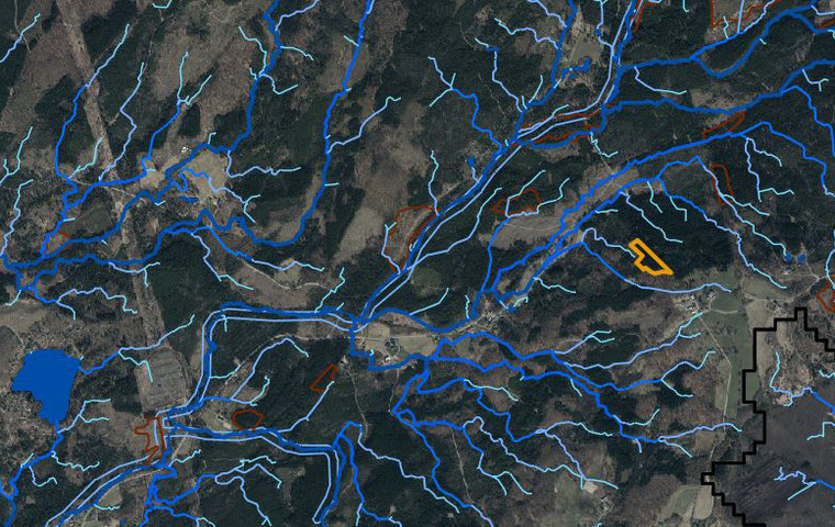 Kartbild över vattenflöden. Foto: Hejnebo Anders    Hallands distrikt
