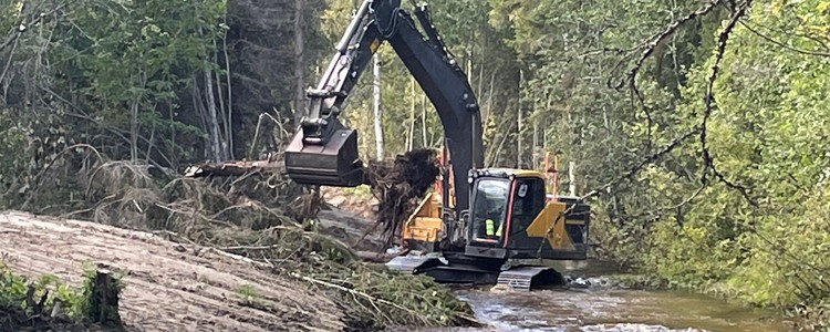 Del av Lögdeälven restaureras av Ecostream for Life, aug. -24. Foto: Maria Larsson