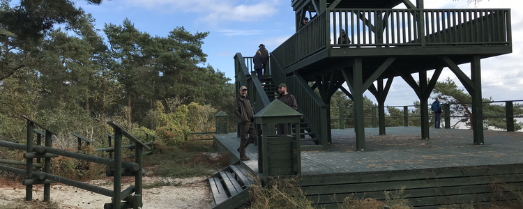 People standing on a staircase in Vistula Spit, Poland. Foto: Ola Runfors